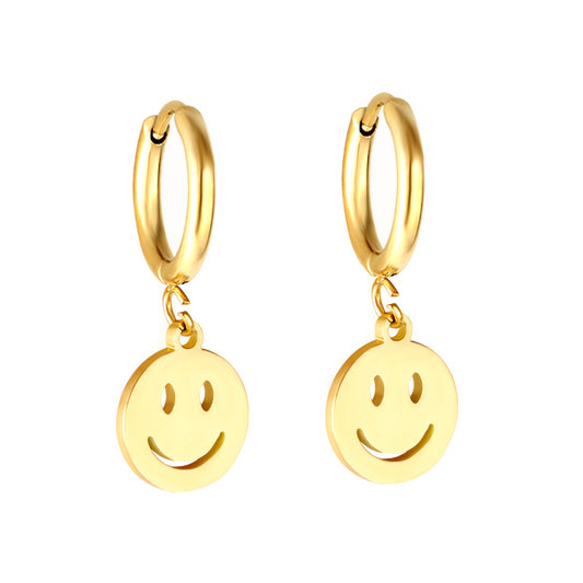 Wholesale 18K Gold Cute Smiley Butterfly Hoop Earrings