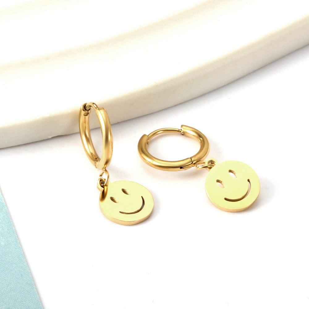 Wholesale 18K Gold Cute Smiley Butterfly Hoop Earrings