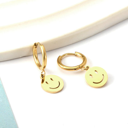 Wholesale 18K Gold Cute Smiley Butterfly Hoop Earrings