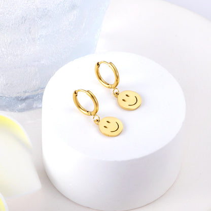 Wholesale 18K Gold Cute Smiley Butterfly Hoop Earrings