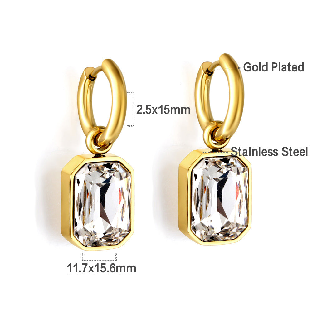 Wholesale 18K Gold Square - cut CZ Hoop Earrings Diverse Colors
