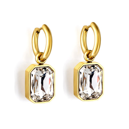 Wholesale 18K Gold Square - cut CZ Hoop Earrings Diverse Colors