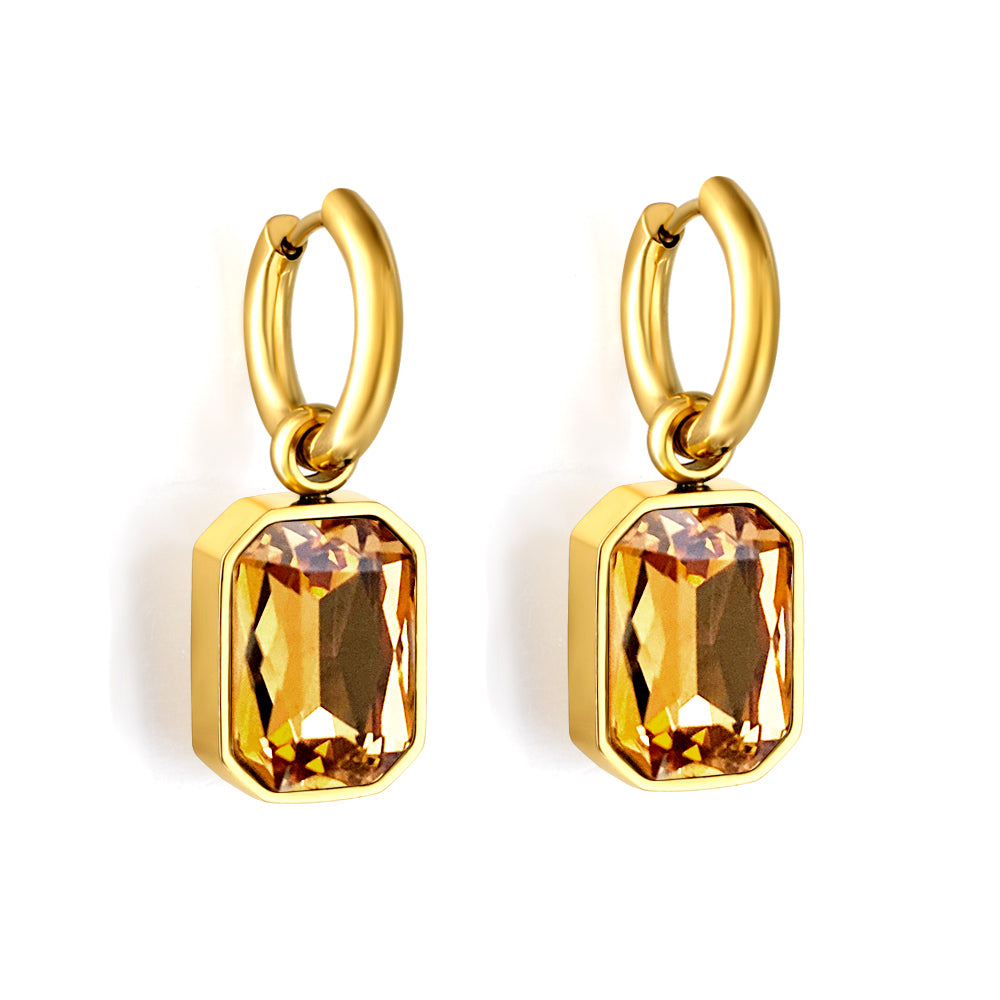 Wholesale 18K Gold Square - cut CZ Hoop Earrings Diverse Colors