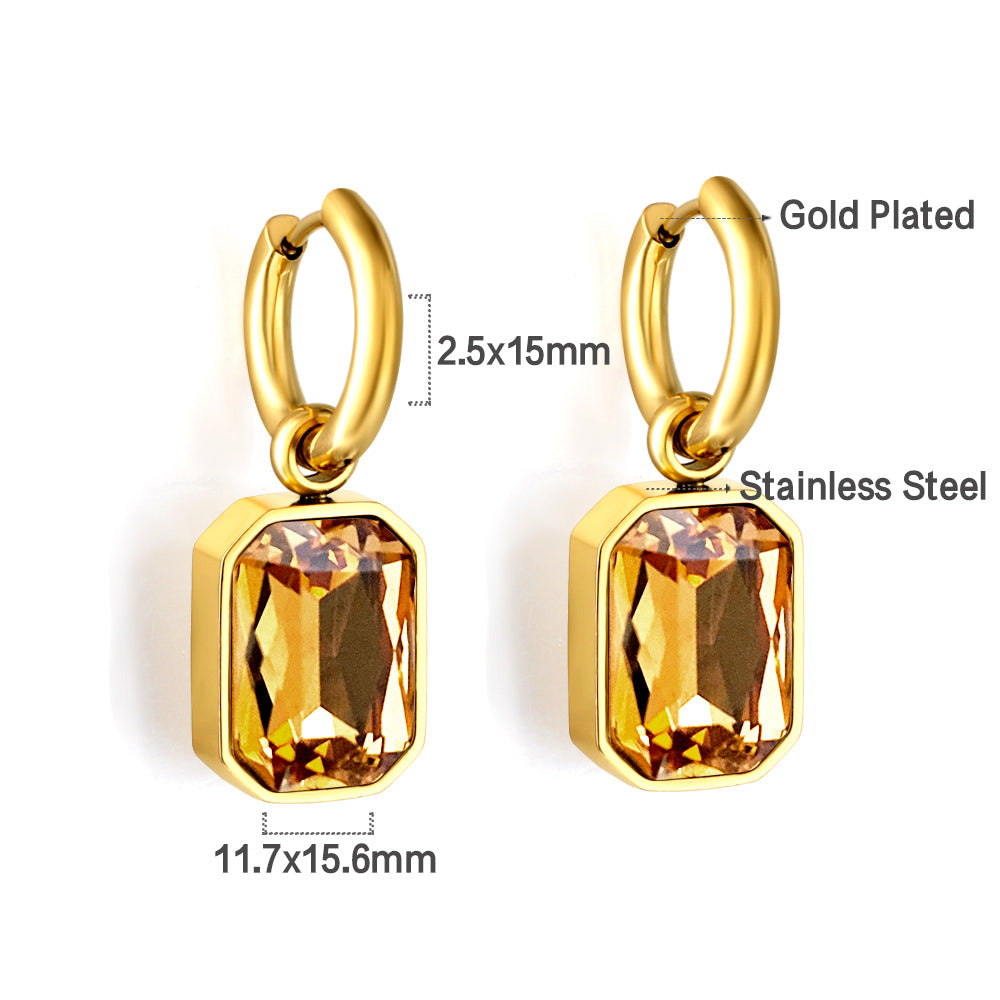 Wholesale 18K Gold Square - cut CZ Hoop Earrings Diverse Colors