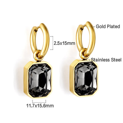 Wholesale 18K Gold Square - cut CZ Hoop Earrings Diverse Colors