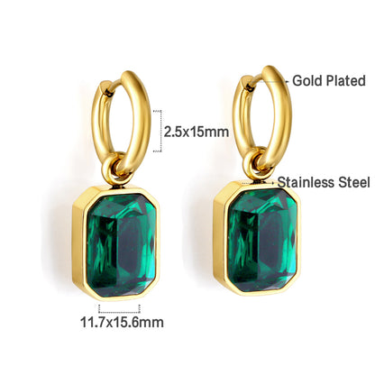Wholesale 18K Gold Square - cut CZ Hoop Earrings Diverse Colors