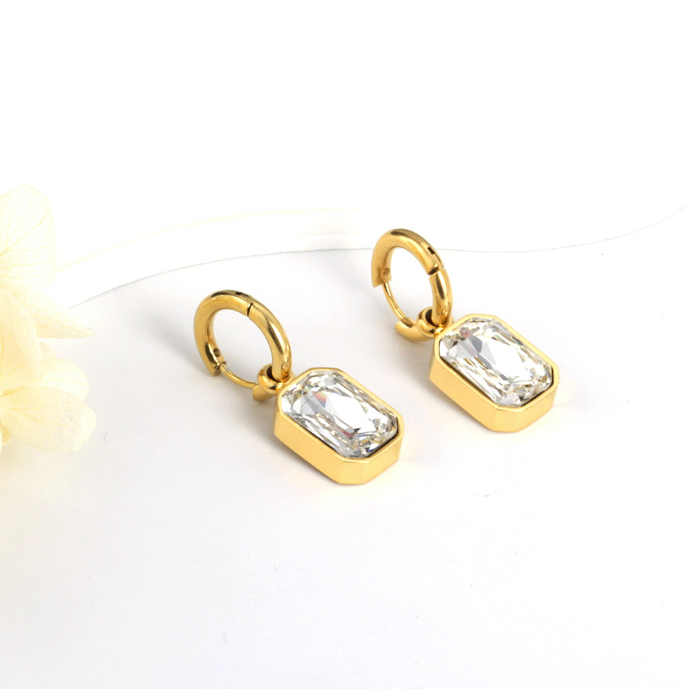 Wholesale 18K Gold Square - cut CZ Hoop Earrings Diverse Colors