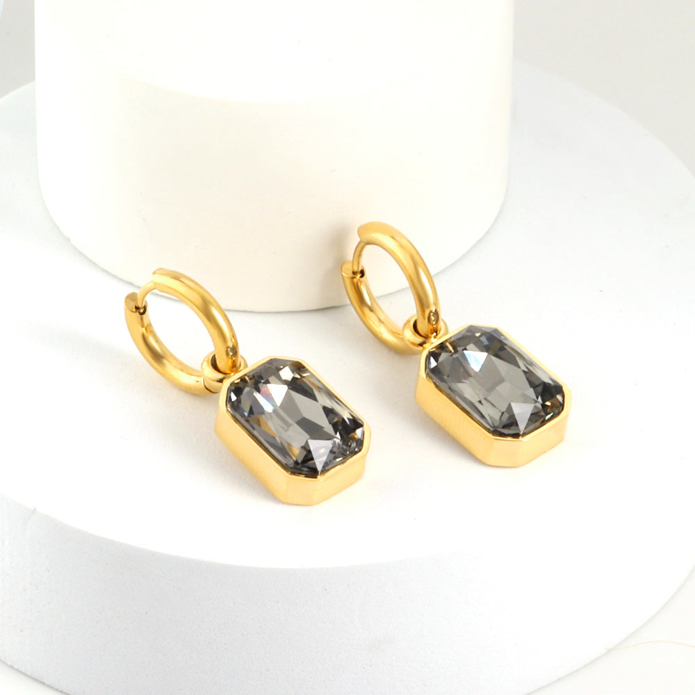 Wholesale 18K Gold Square - cut CZ Hoop Earrings Diverse Colors