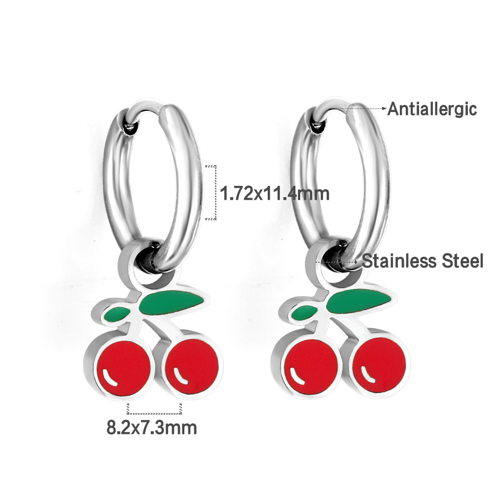 Bulk 18K Gold Sweet Cherry Drop Hoop Earrings