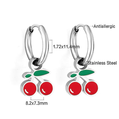 Bulk 18K Gold Sweet Cherry Drop Hoop Earrings