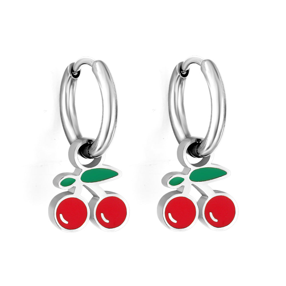 Bulk 18K Gold Sweet Cherry Drop Hoop Earrings