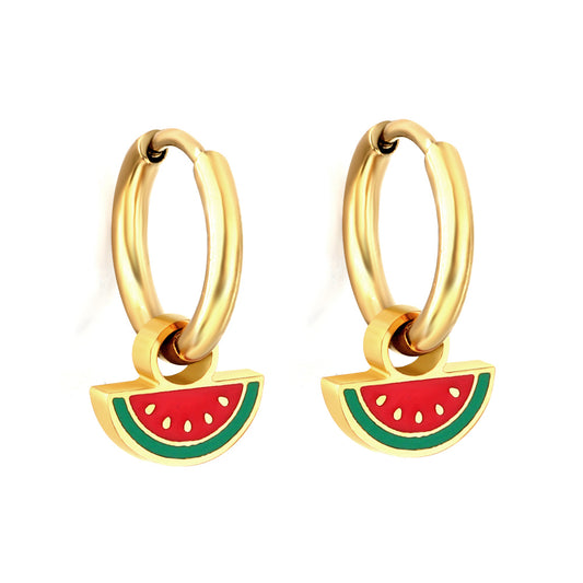 Wholesale 18K Gold Watermelon Hoop Earrings SGS Approved