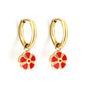 Bulk 18K Gold Red Flower Enamel Drop Earrings Elegant Design