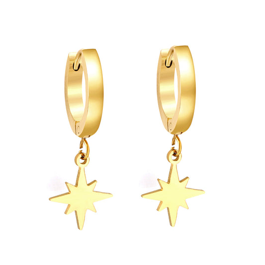 Wholesale 18K Gold Star Hoop Earrings SGS Approved