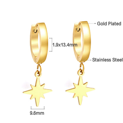 Wholesale 18K Gold Star Hoop Earrings SGS Approved