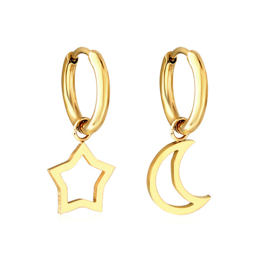 Bulk 18K Gold Star Moon Hoop Earrings Fast Production
