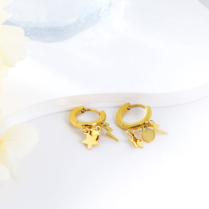Bulk 18K Gold Star Dangle Hoop Earrings Hypoallergenic