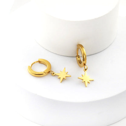 Wholesale 18K Gold Star Hoop Earrings SGS Approved