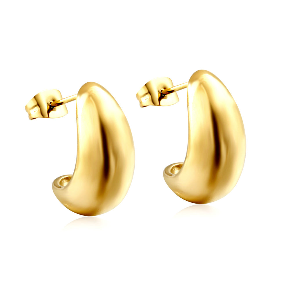 Wholesale Smooth Crescent - Shaped Gold Earrings for Jewelry Suppliers Elegant Style