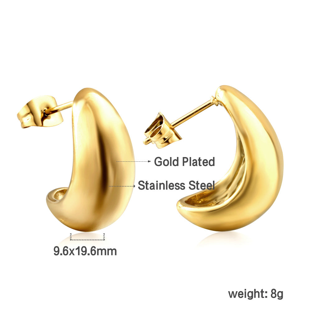 Wholesale Smooth Crescent - Shaped Gold Earrings for Jewelry Suppliers Elegant Style