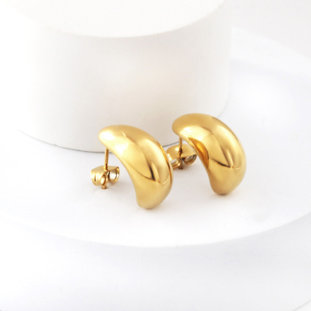 Wholesale Smooth Crescent - Shaped Gold Earrings for Jewelry Suppliers Elegant Style