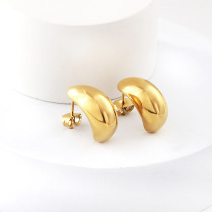 Wholesale Smooth Crescent - Shaped Gold Earrings for Jewelry Suppliers Elegant Style