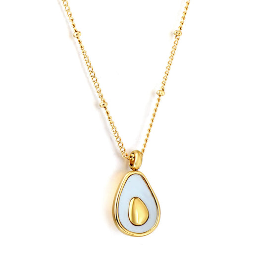 Bulk Stainless Steel Gold Tone Teardrop Mother - of - Pearl Pendant Necklace Elegant Grace