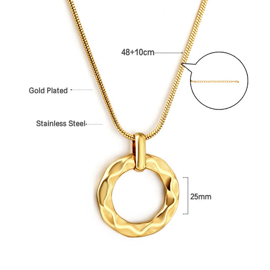 Wholesale 18K Gold Textured Ring Necklace Unique Style