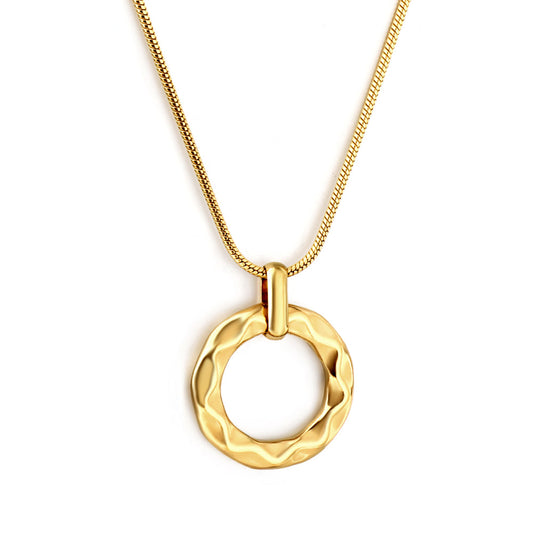 Wholesale 18K Gold Textured Ring Necklace Unique Style