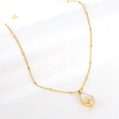 Bulk Stainless Steel Gold Tone Teardrop Mother - of - Pearl Pendant Necklace Elegant Grace