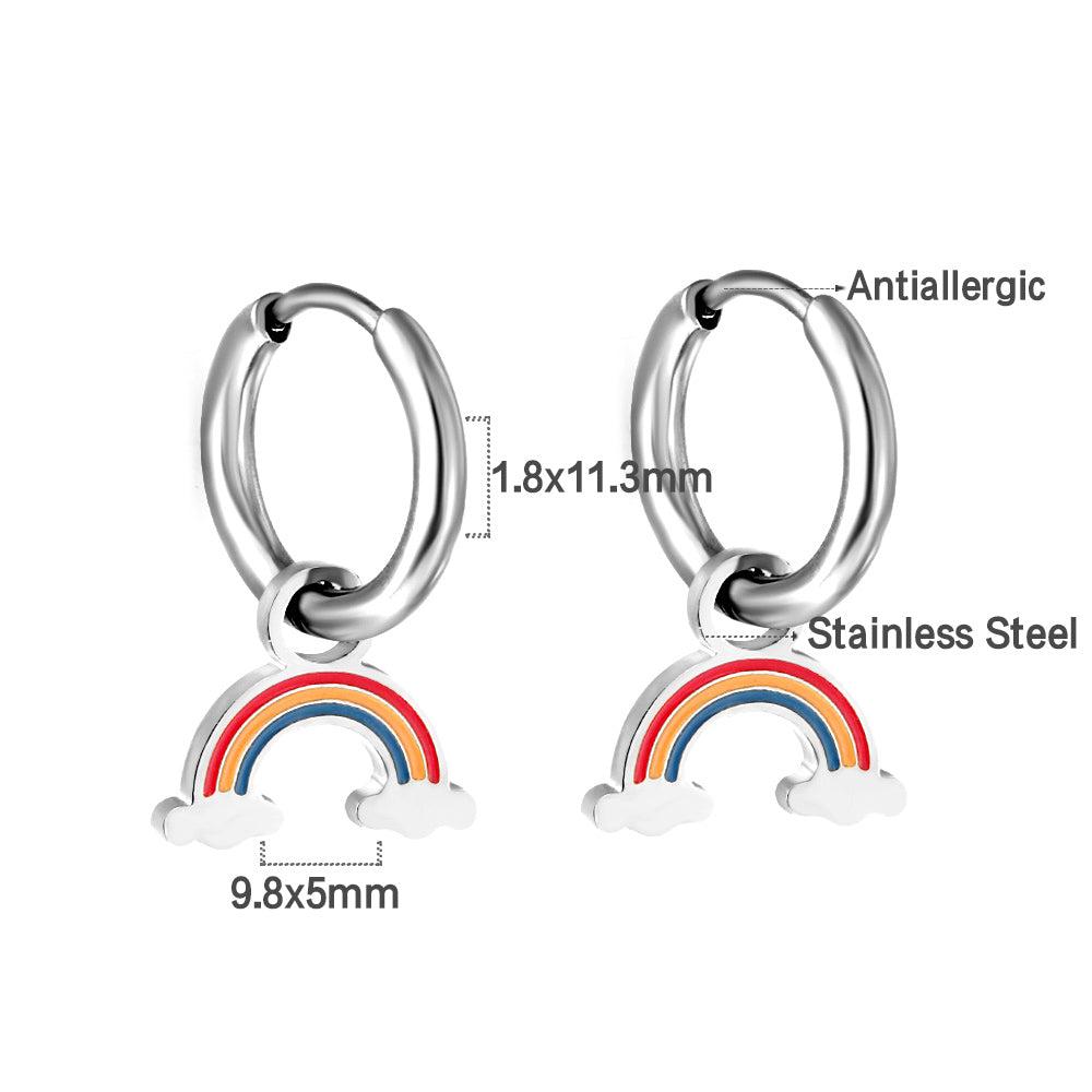 Bulk 18K Gold Playful Rainbow Drop Hoop Earrings
