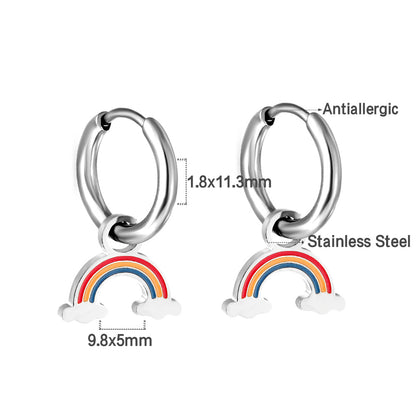 Bulk 18K Gold Playful Rainbow Drop Hoop Earrings