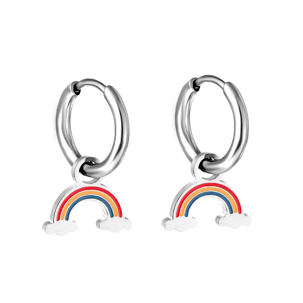 Bulk 18K Gold Playful Rainbow Drop Hoop Earrings