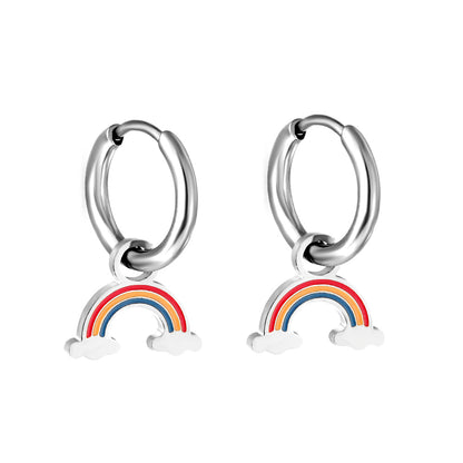Bulk 18K Gold Playful Rainbow Drop Hoop Earrings