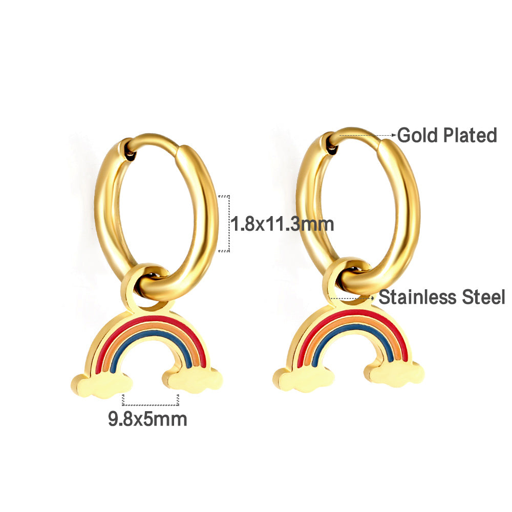 Bulk 18K Gold Playful Rainbow Drop Hoop Earrings