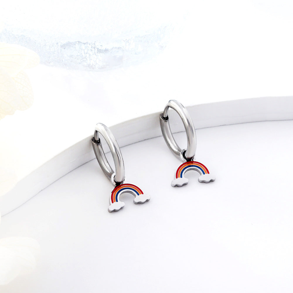 Bulk 18K Gold Playful Rainbow Drop Hoop Earrings