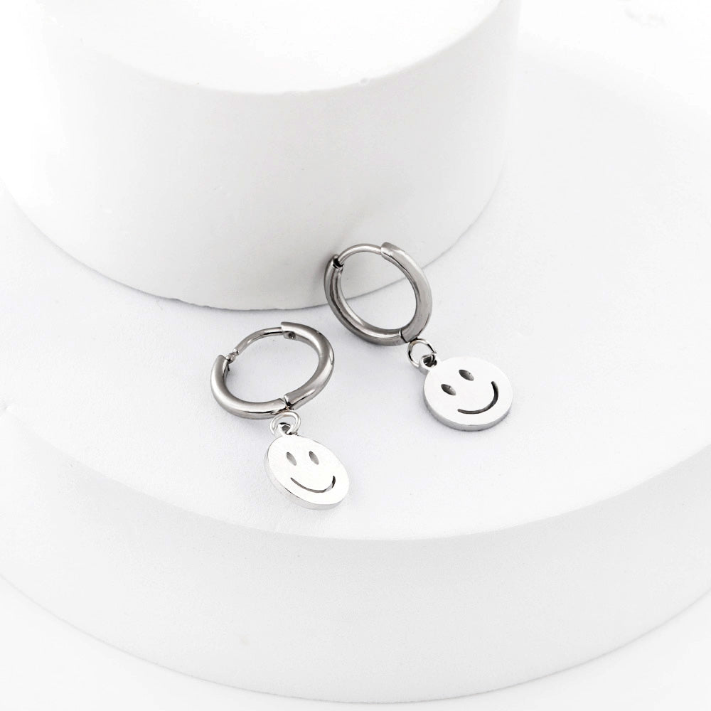 Wholesale 18K Gold Cute Smiley Butterfly Hoop Earrings