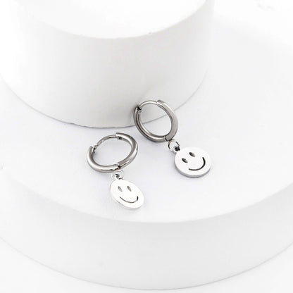 Wholesale 18K Gold Cute Smiley Butterfly Hoop Earrings