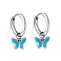 Wholesale 18K Gold Blue Bow Enamel Drop Earrings Silver - blue Style