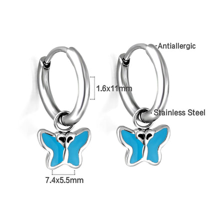 Wholesale 18K Gold Blue Bow Enamel Drop Earrings Silver - blue Style