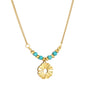Bulk Stainless Steel Gold Tone Blue Bead Sun Pendant Necklace Boho Chic