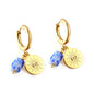 Wholesale 18K Gold Blue Bead - disk Hoop Earrings Unique Style