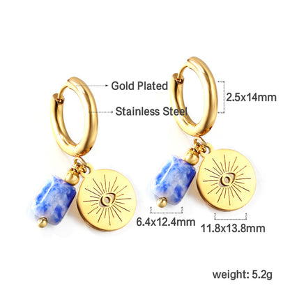 Wholesale 18K Gold Blue Bead - disk Hoop Earrings Unique Style