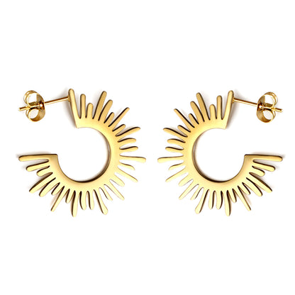 Wholesale 18K Gold Sun - shape Stud Earrings Shining Look