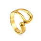 Wholesale 18K Gold Plated Fluid Wave Ring Asymmetric Curve Organic Modernist
