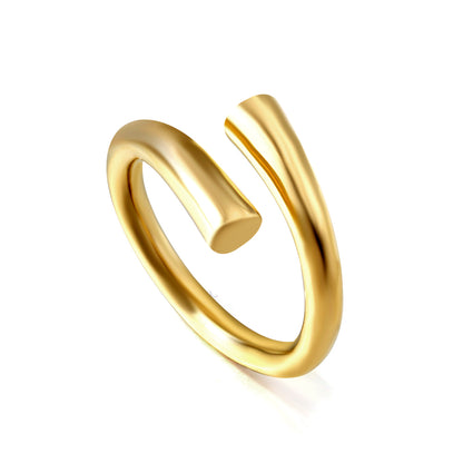 Wholesale 18K Gold Plated Single Arc Open Ring Minimalist Curve Sleek Modern Jewelry