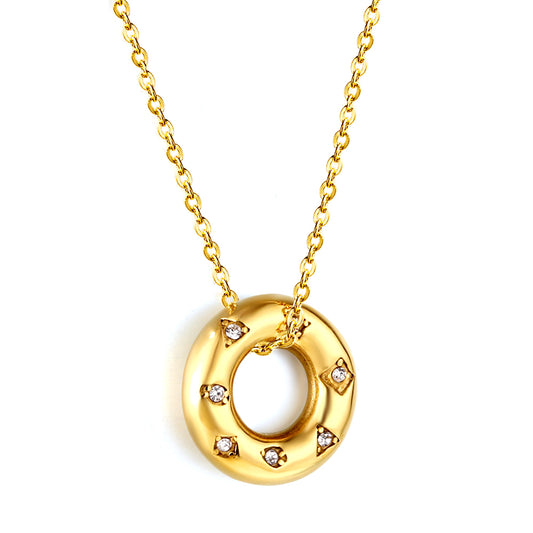 Wholesale 18K Gold Diamond - encrusted Ring Necklace Luxurious Style