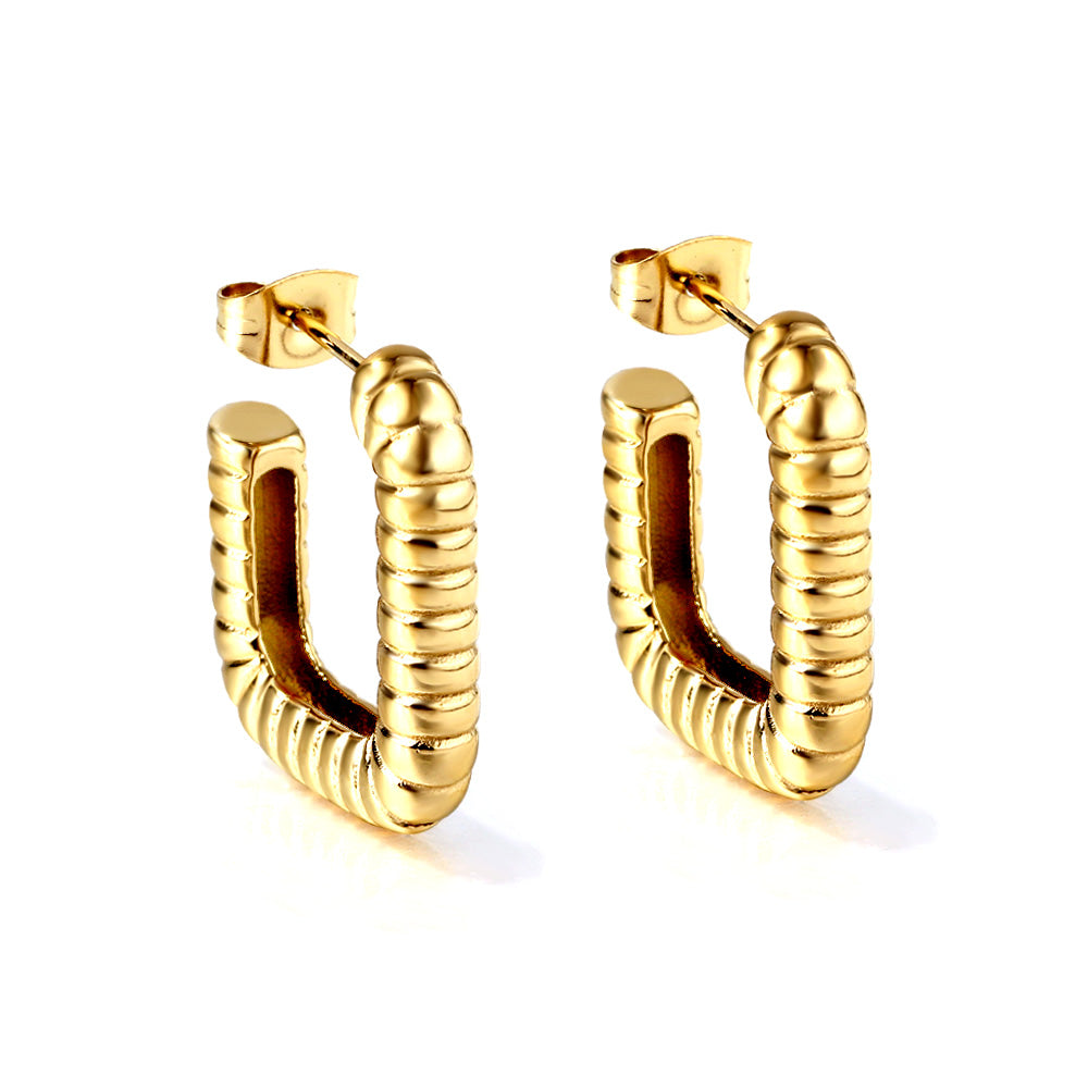 Bulk Ribbed U Shaped Stud Earrings for Fashion Distributors Stylish Structure