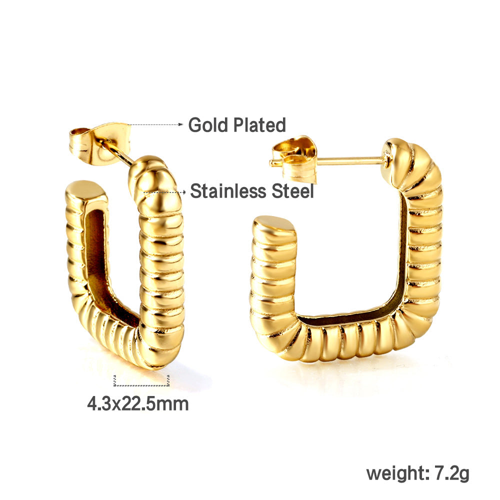 Bulk Ribbed U Shaped Stud Earrings for Fashion Distributors Stylish Structure