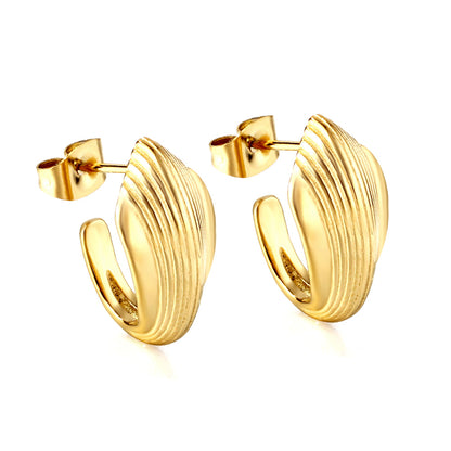 Wholesale Striped Gold Earrings for Fashion Suppliers Modern Design